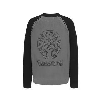 EM Sneakers Chrome Hearts Horseshoe Print Black and Gray Color-blocked Sweater 02