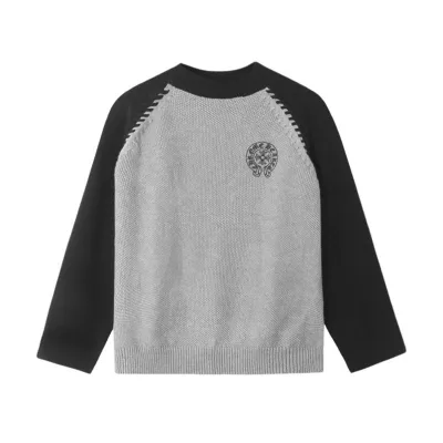 EM Sneakers Chrome Hearts Horseshoe Print Black and Gray Color-blocked Sweater 01