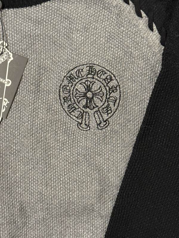 EM Sneakers Chrome Hearts Horseshoe Print Black and Gray Color-blocked Sweater