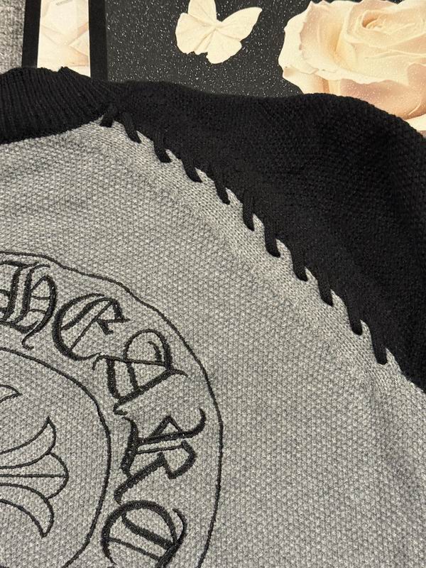 EM Sneakers Chrome Hearts Horseshoe Print Black and Gray Color-blocked Sweater