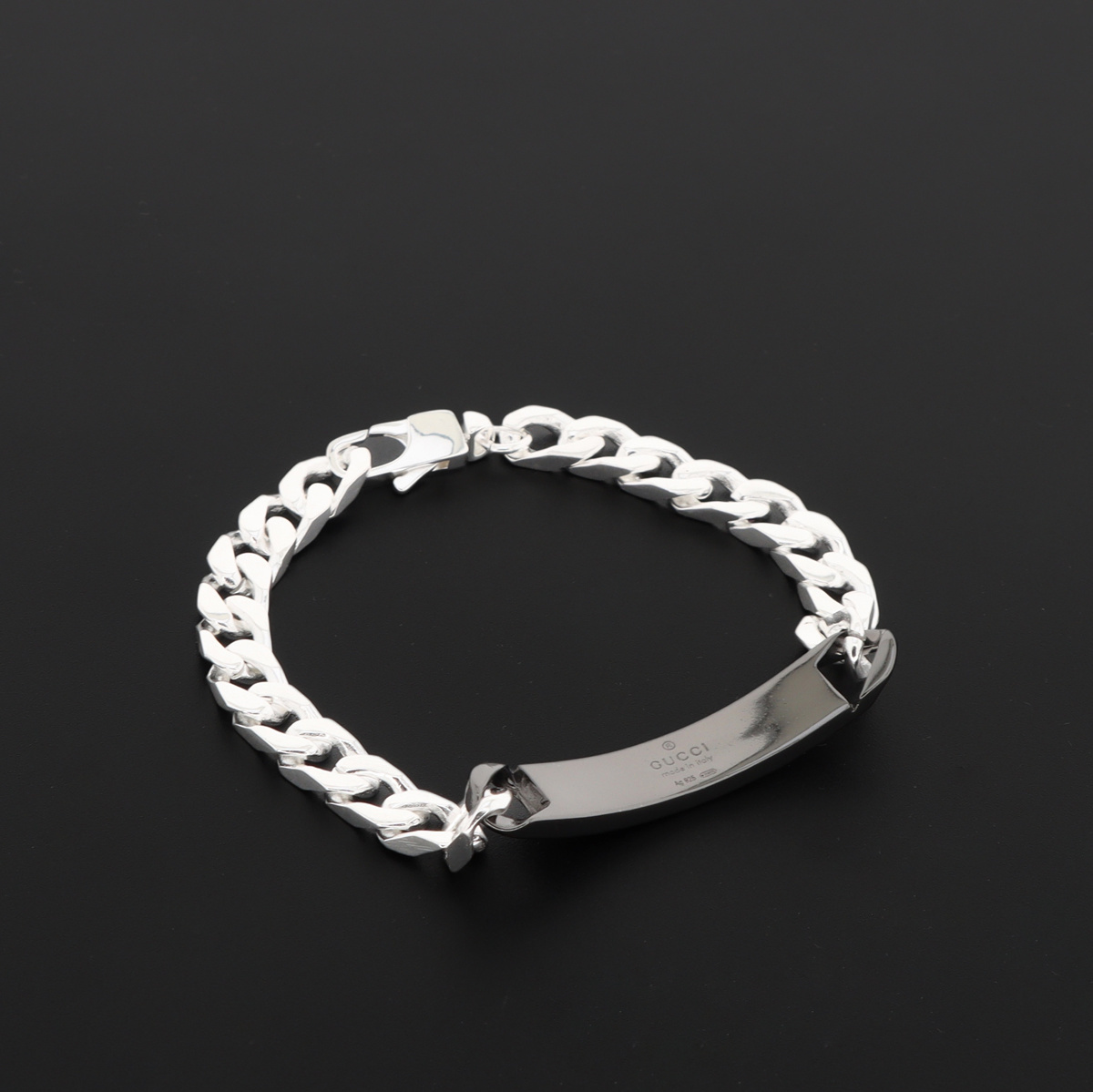 EM Sneakers Gucci Tag Sterling Silver Chain Bracelet