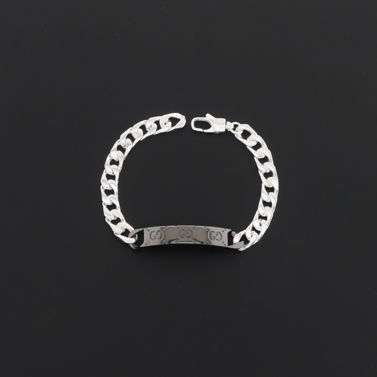 EM Sneakers Gucci Tag Sterling Silver Chain Bracelet