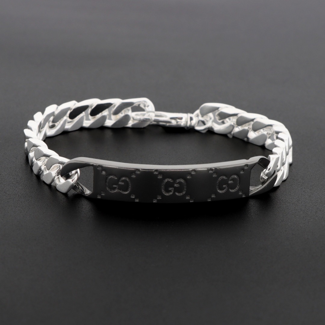 EM Sneakers Gucci Tag Sterling Silver Chain Bracelet