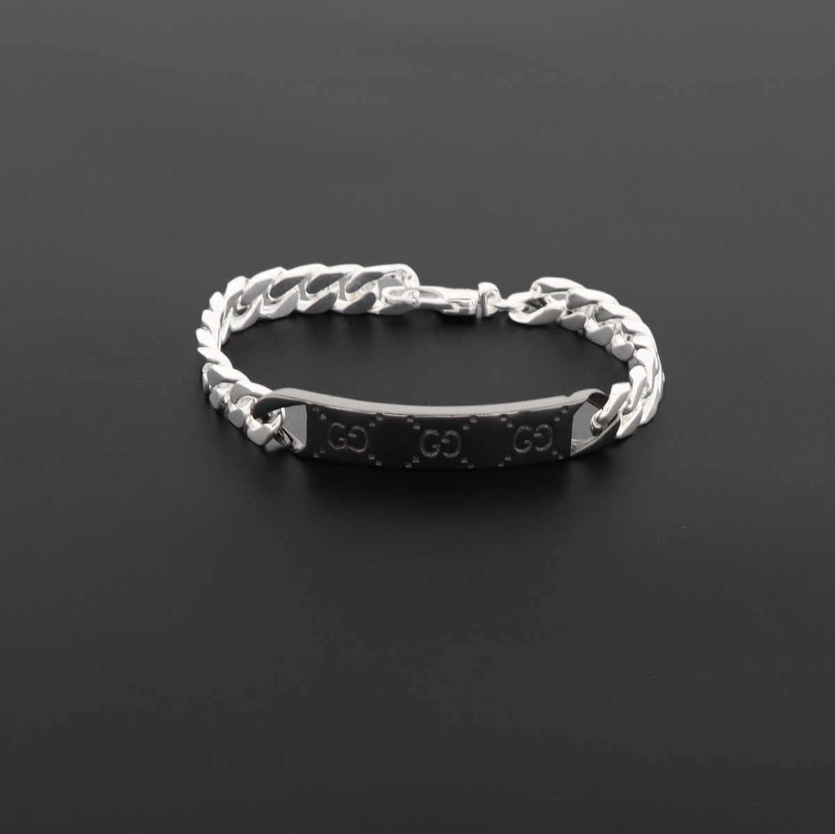 EM Sneakers Gucci Tag Sterling Silver Chain Bracelet