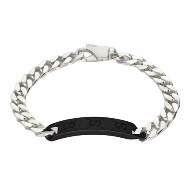 EM Sneakers Gucci Tag Sterling Silver Chain Bracelet