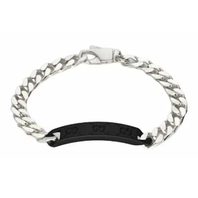 EM Sneakers Gucci Tag Sterling Silver Chain Bracelet 01
