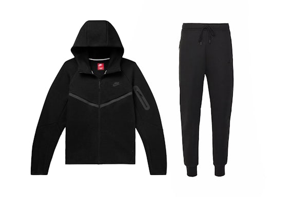 EM Sneakers Nike Sportswear Tech Fleece Windrunner Full Zip Hoodie & Jogger Set (FW24) Black/Black