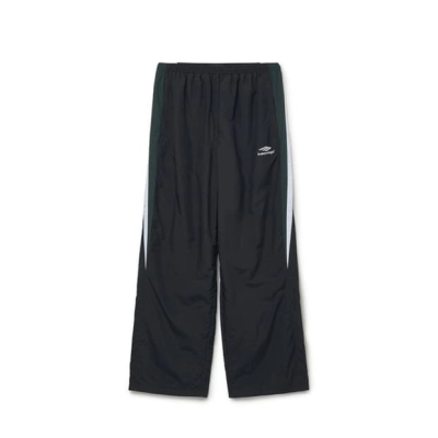 EM Sneakers Balenciaga Logo Print Panelled Track Pants Black Gray 01