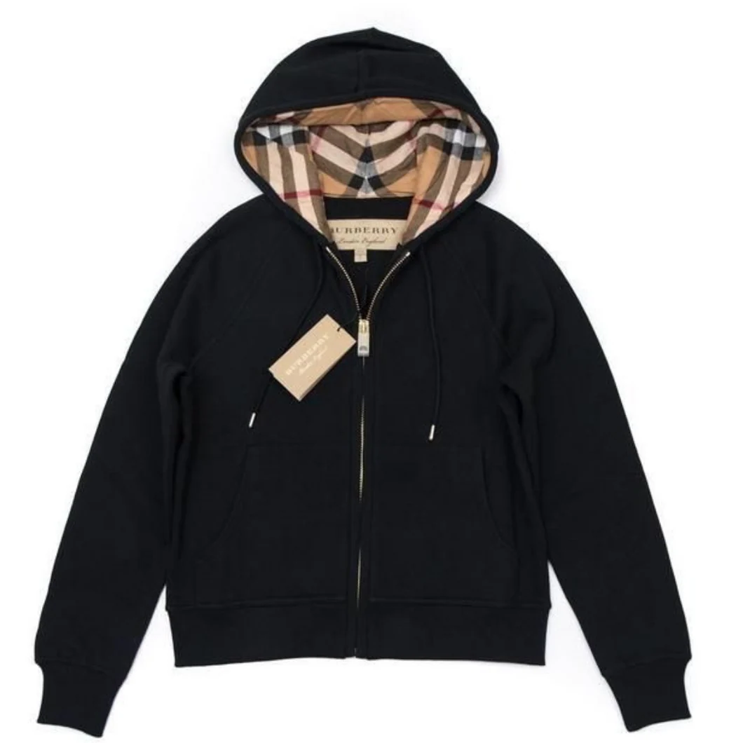 EM Sneakers Burberry Zip-Up Hoodie with Classic Check Print