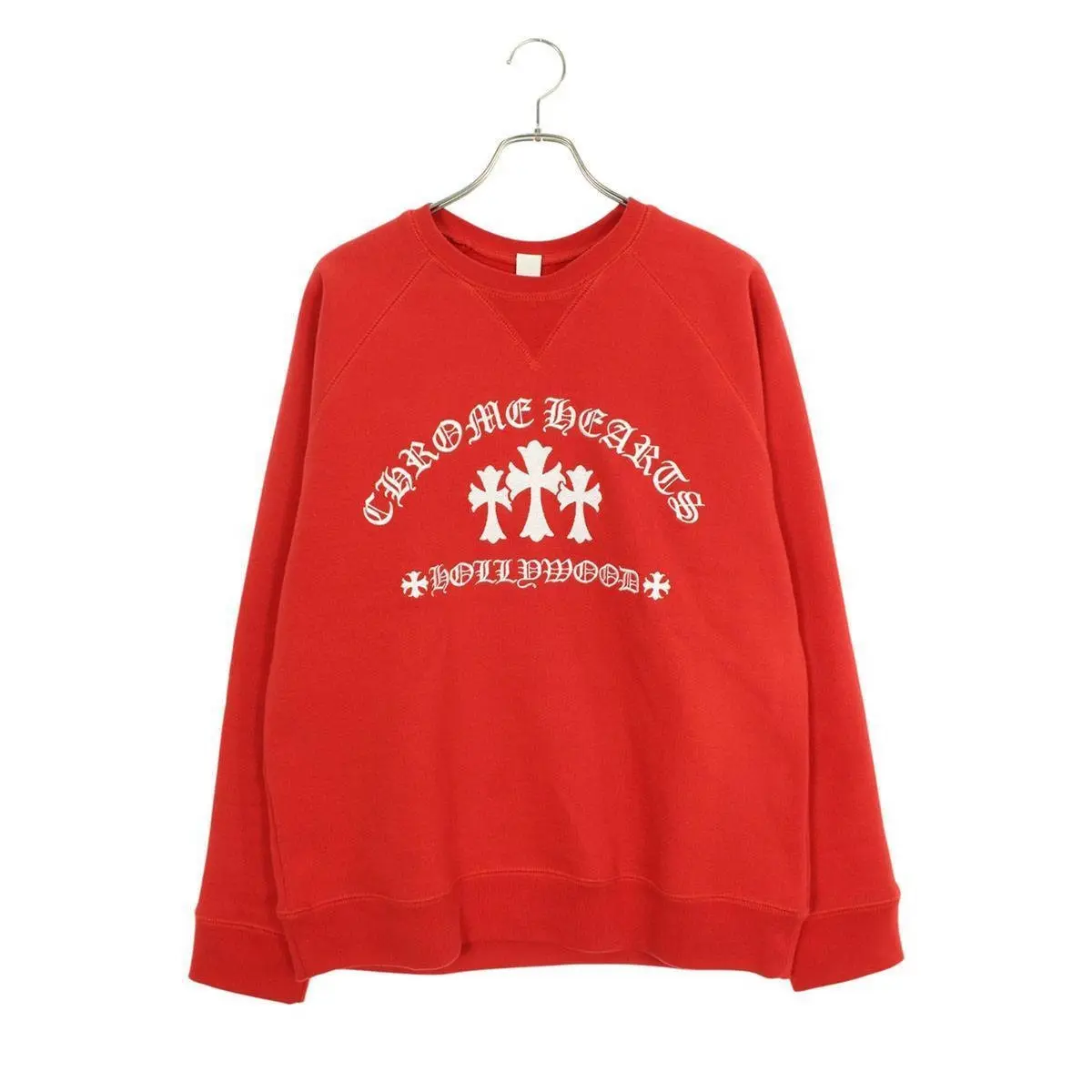 EM Sneakers Chrome Hearts Triple Cross Embroidered Cemetery Cross Hollywood Long Sleeve Red