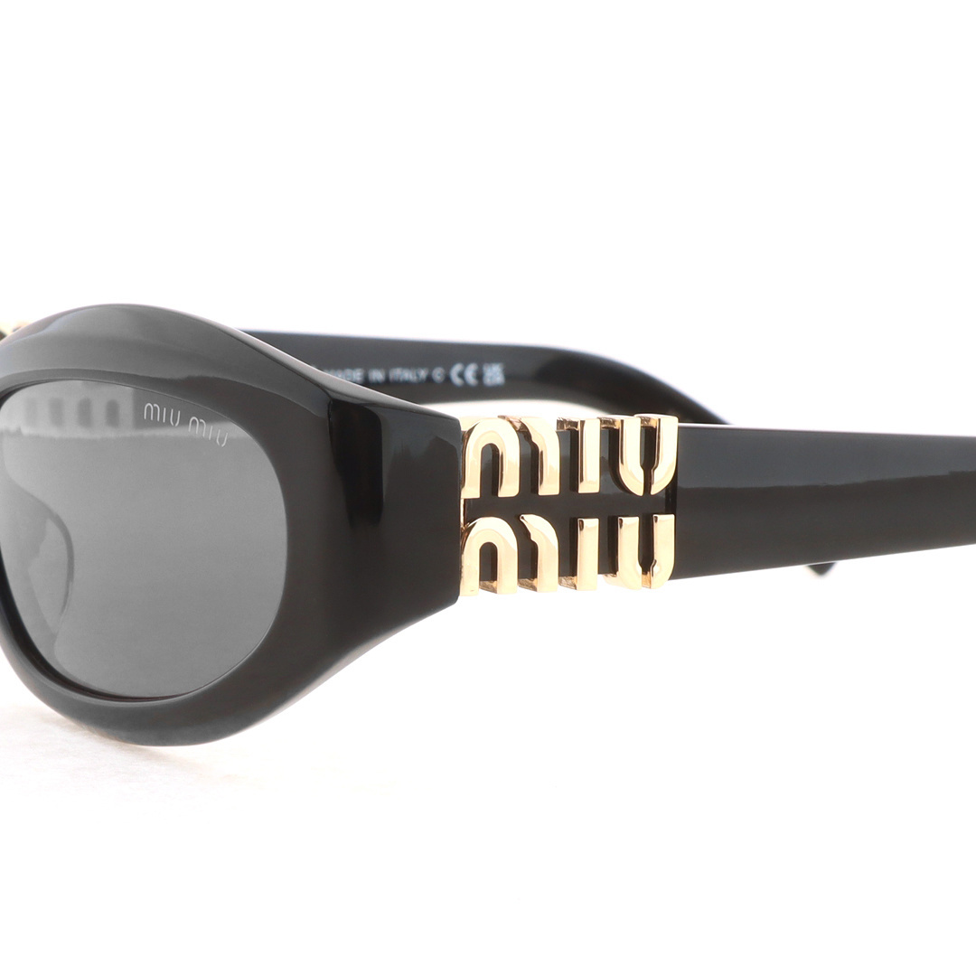 EM Sneakers Miu Miu Curved Frame Sunglasses Black/Gold Label