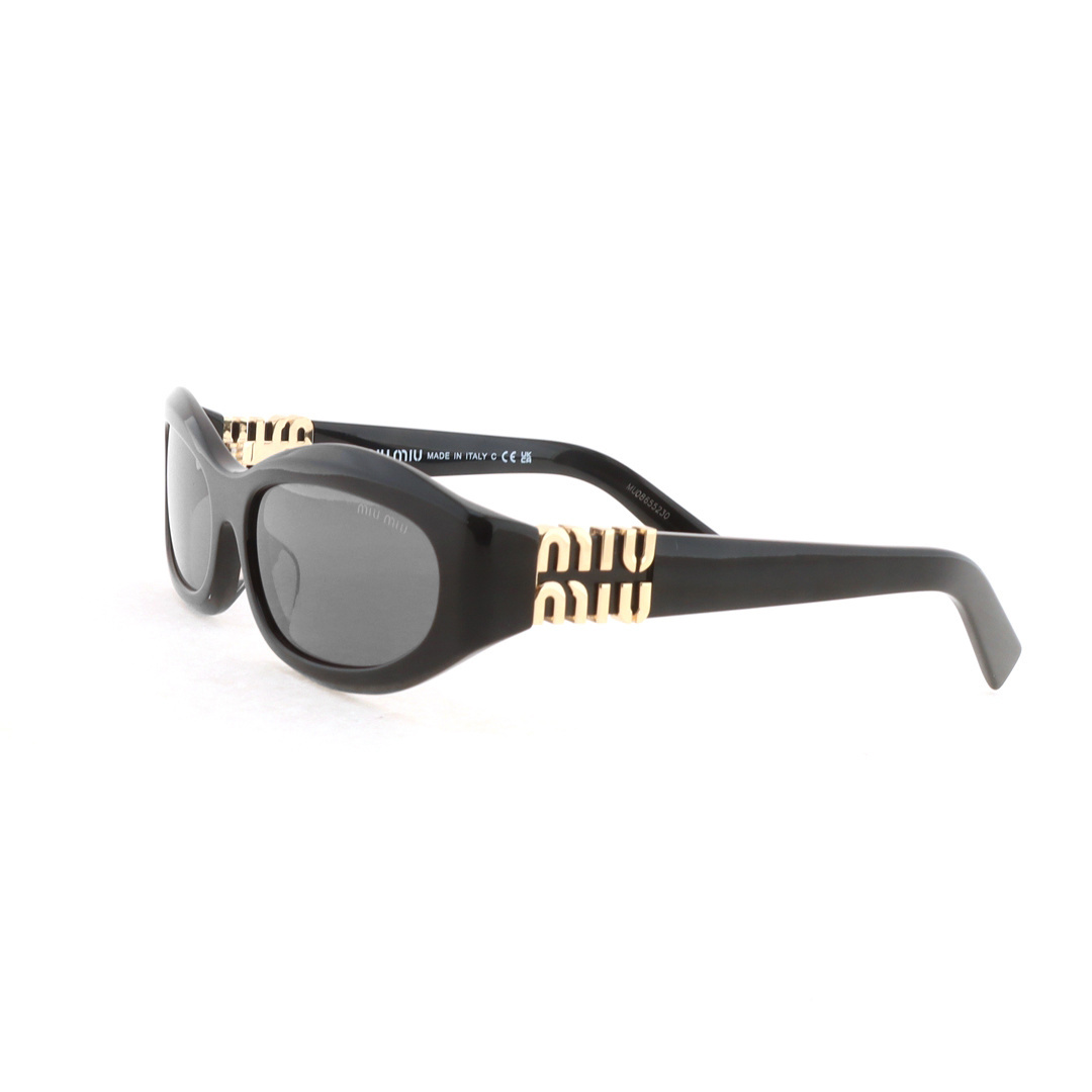 EM Sneakers Miu Miu Curved Frame Sunglasses Black/Gold Label