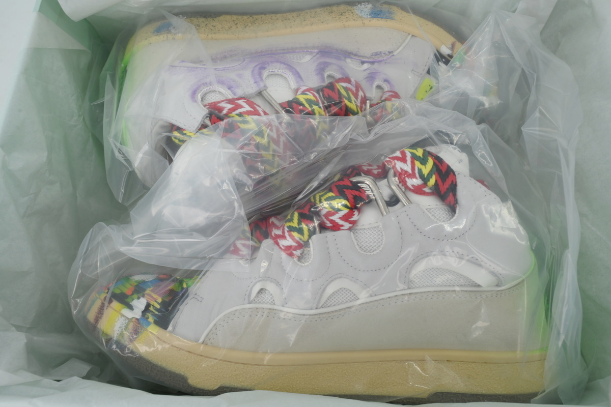 EM Sneakers Lanvin Leather Curb x Gallery Dept Paint Drip Optical White