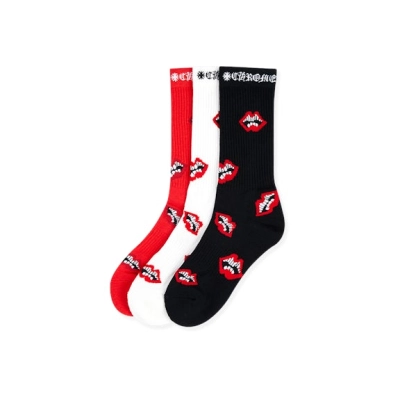 EM Sneakers Chrome Hearts Chomper Socks Red/Black/White 01