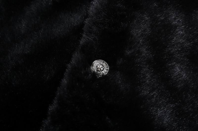 EM Sneakers Chrome Hearts Cross Embroidered Letter Leather Sleeve Patchwork Baseball Jacket (Black and White)