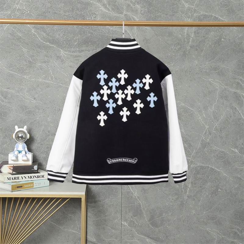 EM Sneakers Chrome Hearts Embroidered Blue and White Cross Baseball Jacket (Black and White)