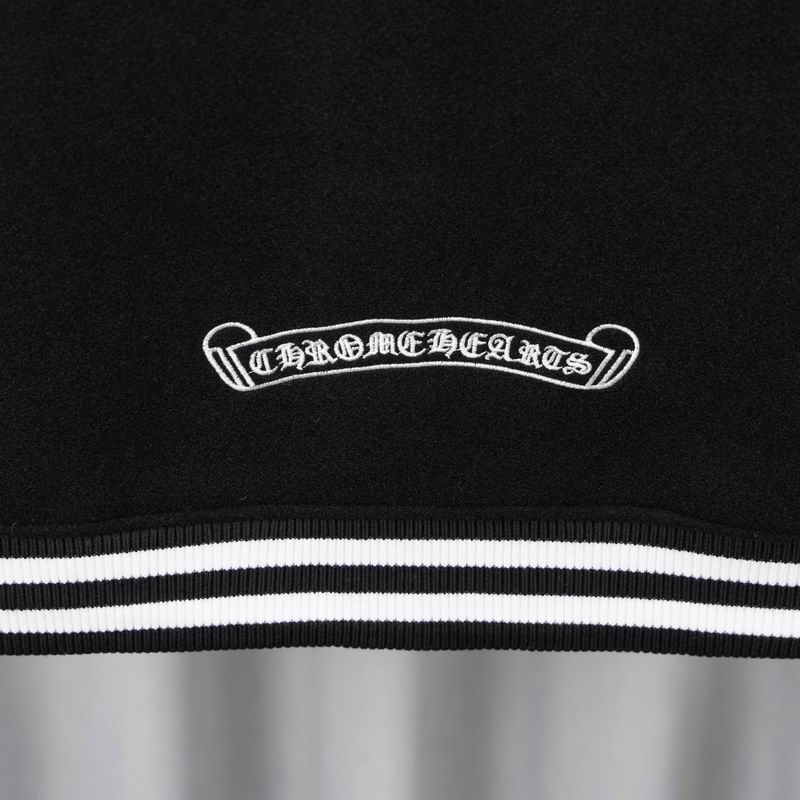 EM Sneakers Chrome Hearts Embroidered Blue and White Cross Baseball Jacket (Black and White)