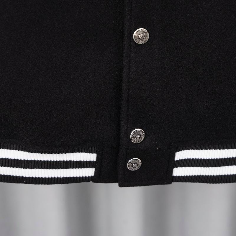 EM Sneakers Chrome Hearts Embroidered Blue and White Cross Baseball Jacket (Black and White)