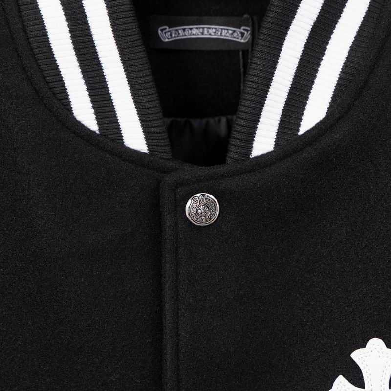 EM Sneakers Chrome Hearts Embroidered Blue and White Cross Baseball Jacket (Black and White)