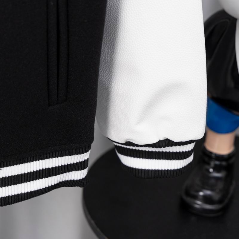 EM Sneakers Chrome Hearts Embroidered Blue and White Cross Baseball Jacket (Black and White)