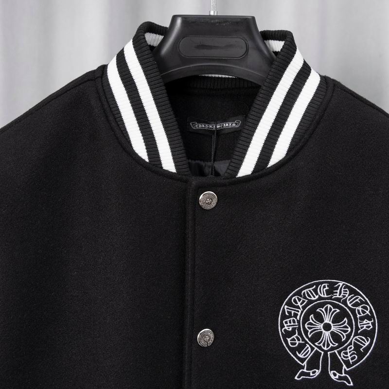 EM Sneakers Chrome Hearts Embroidered Cross Baseball Jacket Black and White