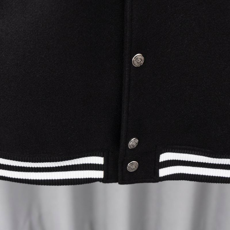 EM Sneakers Chrome Hearts Embroidered Cross Baseball Jacket Black and White