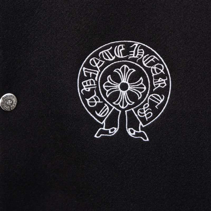 EM Sneakers Chrome Hearts Embroidered Cross Baseball Jacket Black and White