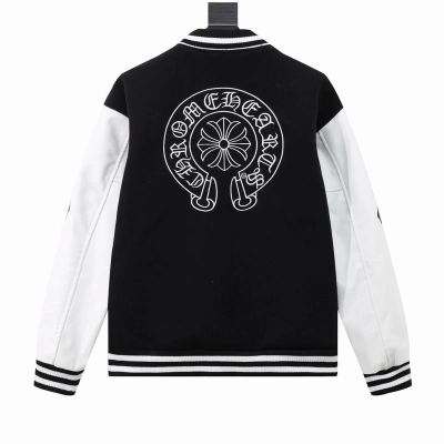 EM Sneakers Chrome Hearts Embroidered Logo Patchwork Jacket (Black and White) 02