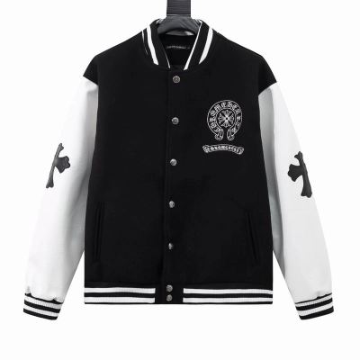 EM Sneakers Chrome Hearts Embroidered Logo Patchwork Jacket (Black and White) 01