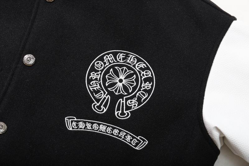 EM Sneakers Chrome Hearts Embroidered Logo Patchwork Jacket (Black and White)