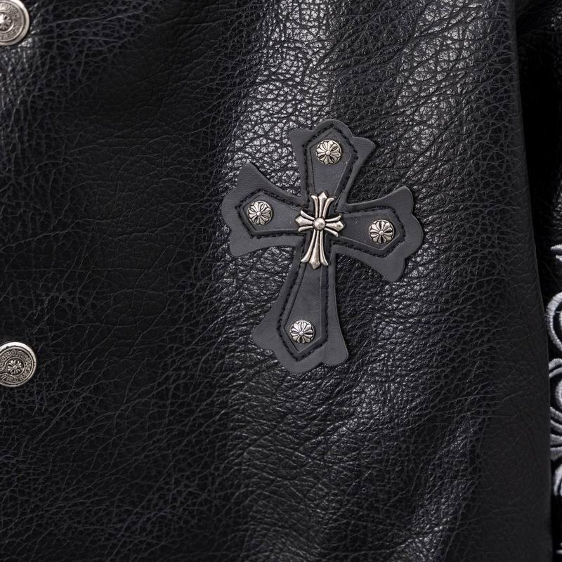 EM Sneakers Chrome Hearts Embroidered Sleeve Varsity Baseball Jacket Black
