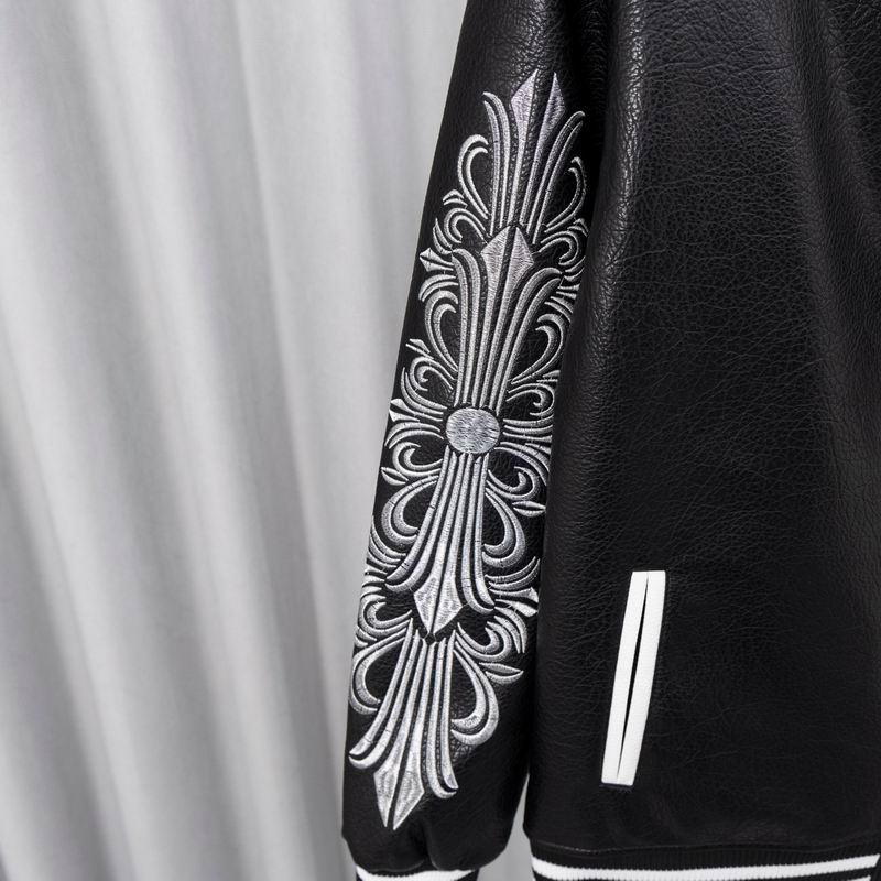 EM Sneakers Chrome Hearts Embroidered Sleeve Varsity Baseball Jacket Black