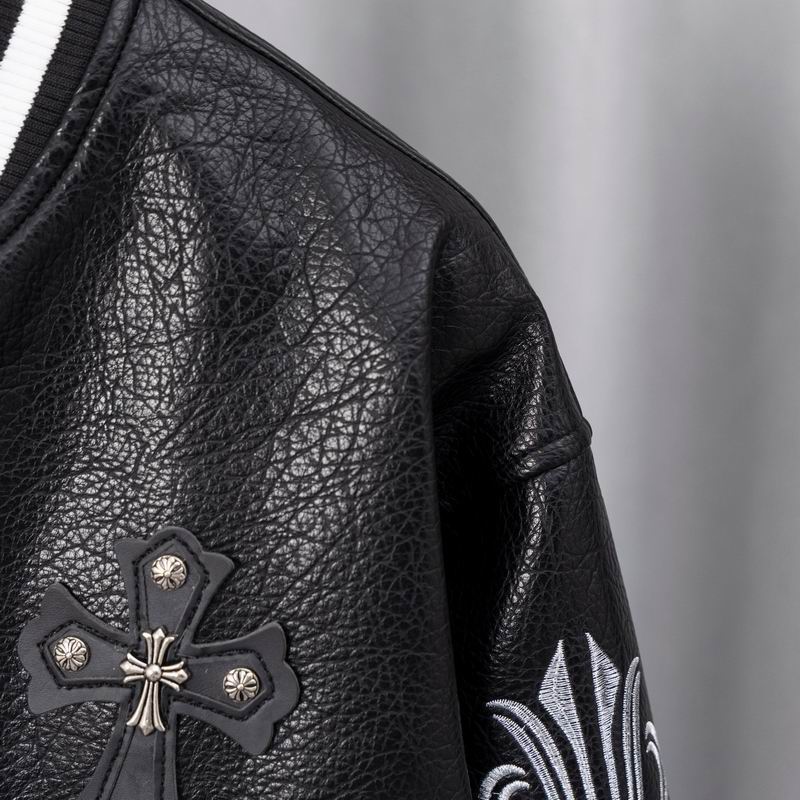 EM Sneakers Chrome Hearts Embroidered Sleeve Varsity Baseball Jacket Black