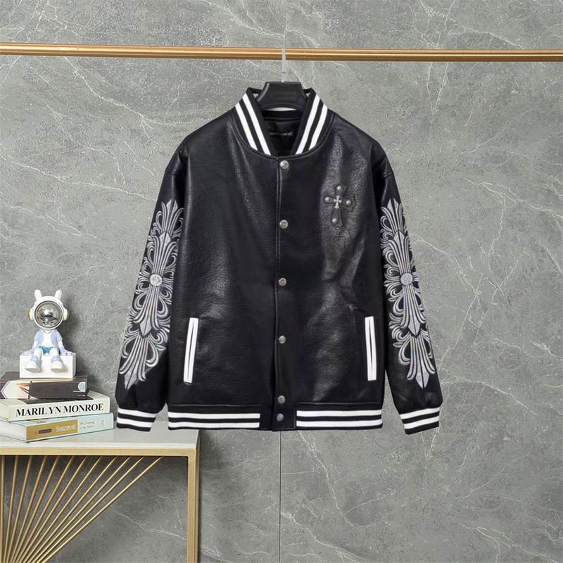 EM Sneakers Chrome Hearts Embroidered Sleeve Varsity Baseball Jacket Black
