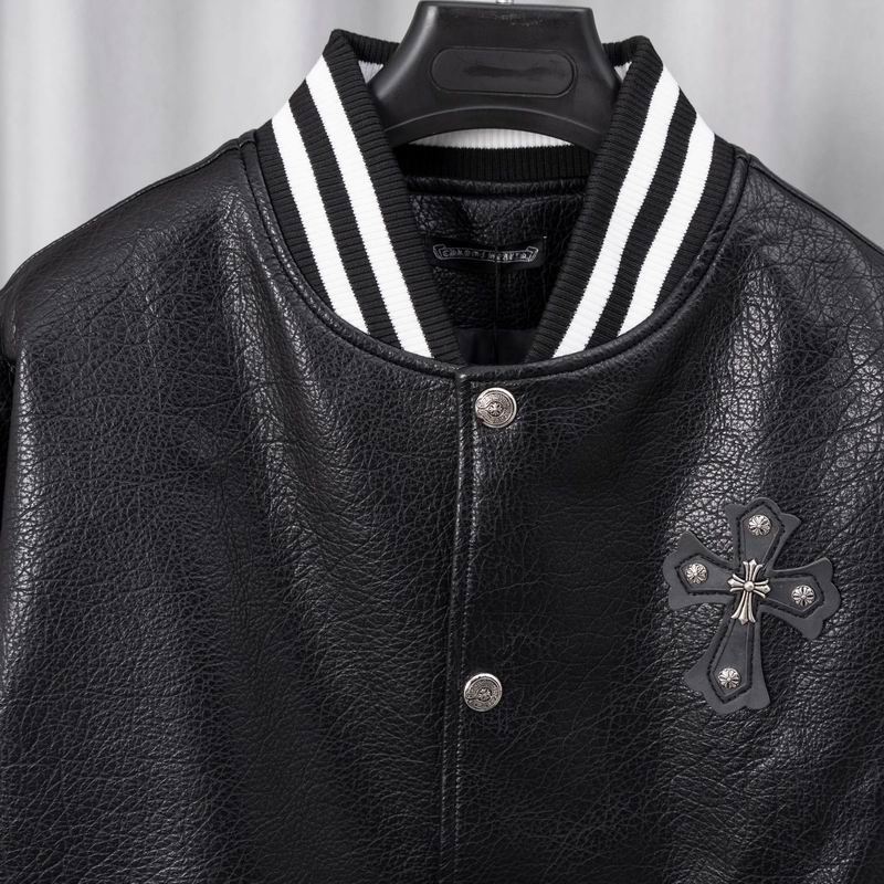 EM Sneakers Chrome Hearts Embroidered Sleeve Varsity Baseball Jacket Black