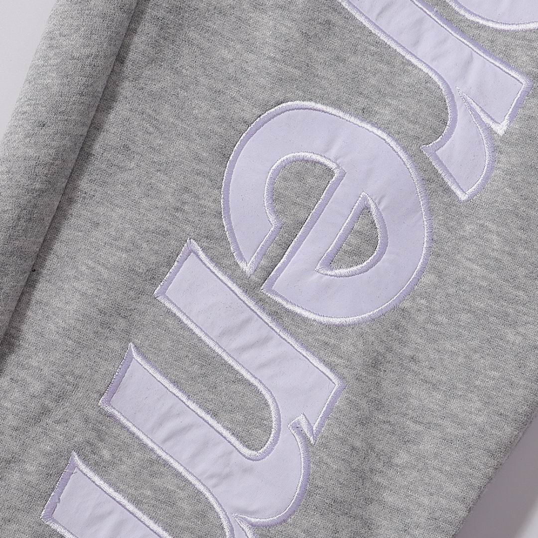 EM Sneakers Supreme Satin Appliqué Hooded Sweatshirt & Pant Set Heather Grey