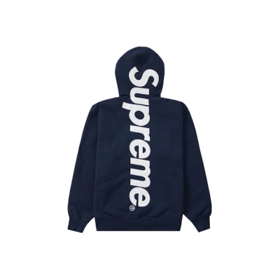 EM Sneakers Supreme Satin Appliqué Hooded Sweatshirt Navy 01