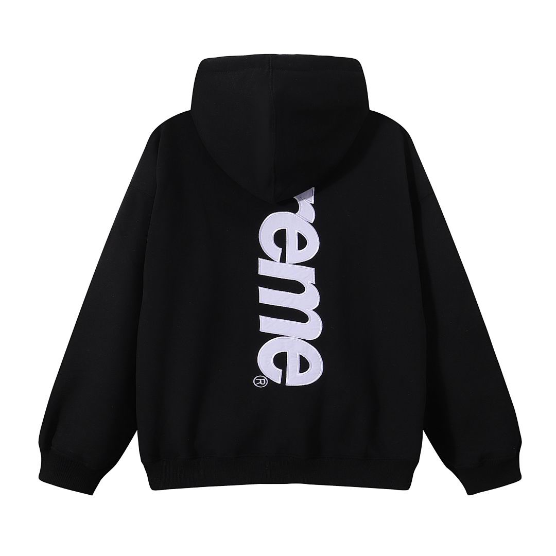 EM Sneakers Supreme Satin Applique Hooded Sweatshirt (FW24) Black