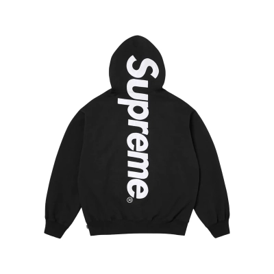EM Sneakers Supreme Satin Applique Hooded Sweatshirt (FW24) Black 01