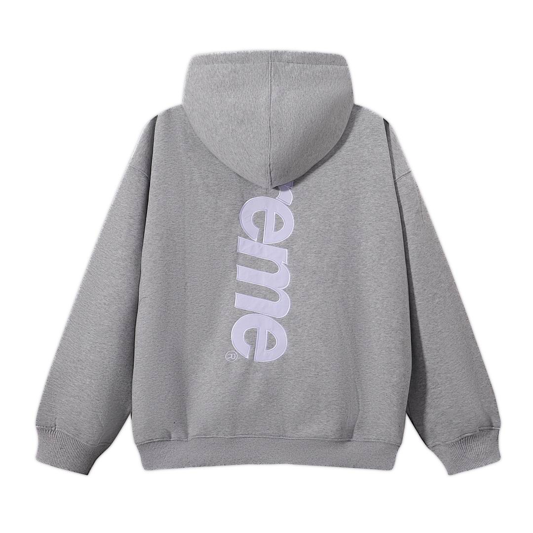 EM Sneakers Supreme Satin Applique Hooded Sweatshirt (FW24) Heather Grey