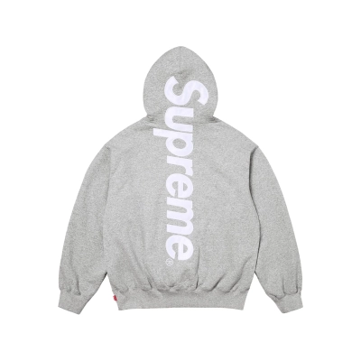 EM Sneakers Supreme Satin Applique Hooded Sweatshirt (FW24) Heather Grey 01