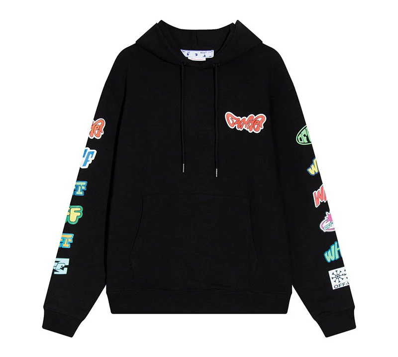 EM Sneakers OFF-WHITE Graphic-Print Cotton Hoodie Black