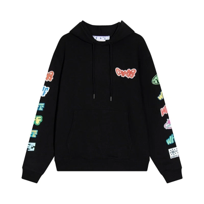 EM Sneakers OFF-WHITE Graphic-Print Cotton Hoodie Black 01