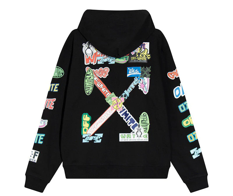 EM Sneakers OFF-WHITE Graphic-Print Cotton Hoodie Black