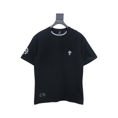 EM Sneakers Chrome Hearts T-shirt CH Collar Sanskrit Short Sleeve Black 01