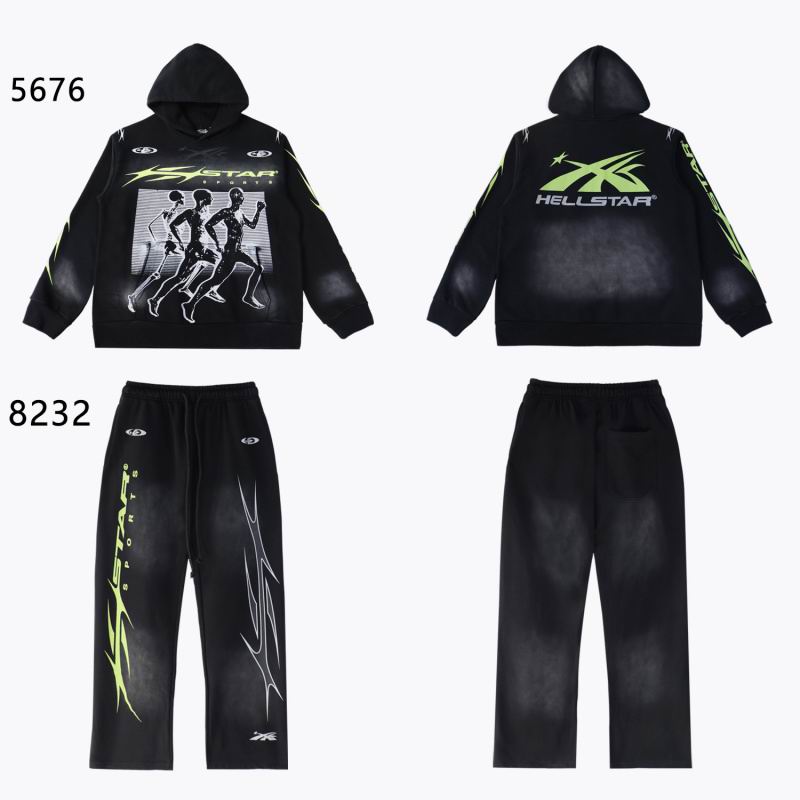 EM Sneakers Hellstar P2P Sports Hoodie & Sweatpant Sets Black