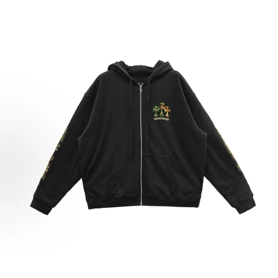 EM Sneakers Chrome Hearts Camo Horseshoe Thermal Zip Up Hoodie Black 02