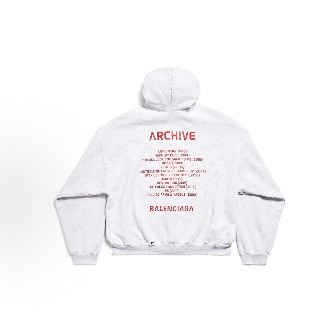 EM Sneakers Balenciaga Music Archive Series Connected Zip Up Medium Fit Hoodie Light Grey Red