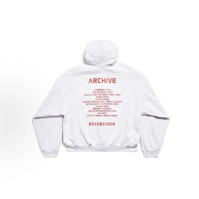 EM Sneakers Balenciaga Music Archive Series Connected Zip Up Medium Fit Hoodie Light Grey Red 02