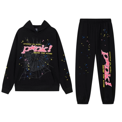 EM Sneakers Sp5der Hoodie & Sweatpant Set P*NK Black 01